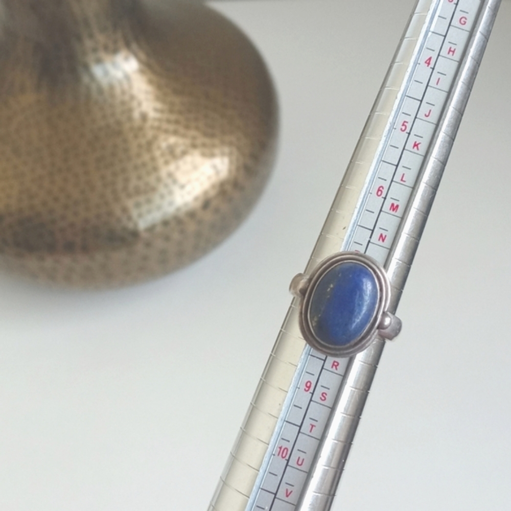 Beautiful Vintage Blue Lapis Lazuli Gemstone 925 Sterling Silver Ring 8